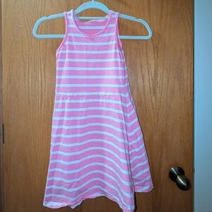 Charming Pink and White Striped Kids Dress